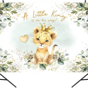 MAYSSKQ Lion Baby Shower Backdrop Safari Wild Green Leaves Baby Shower Background We are Roaring with Excitement Lion Baby Shower Backdrops Cake Table Decorations (7x5ft)