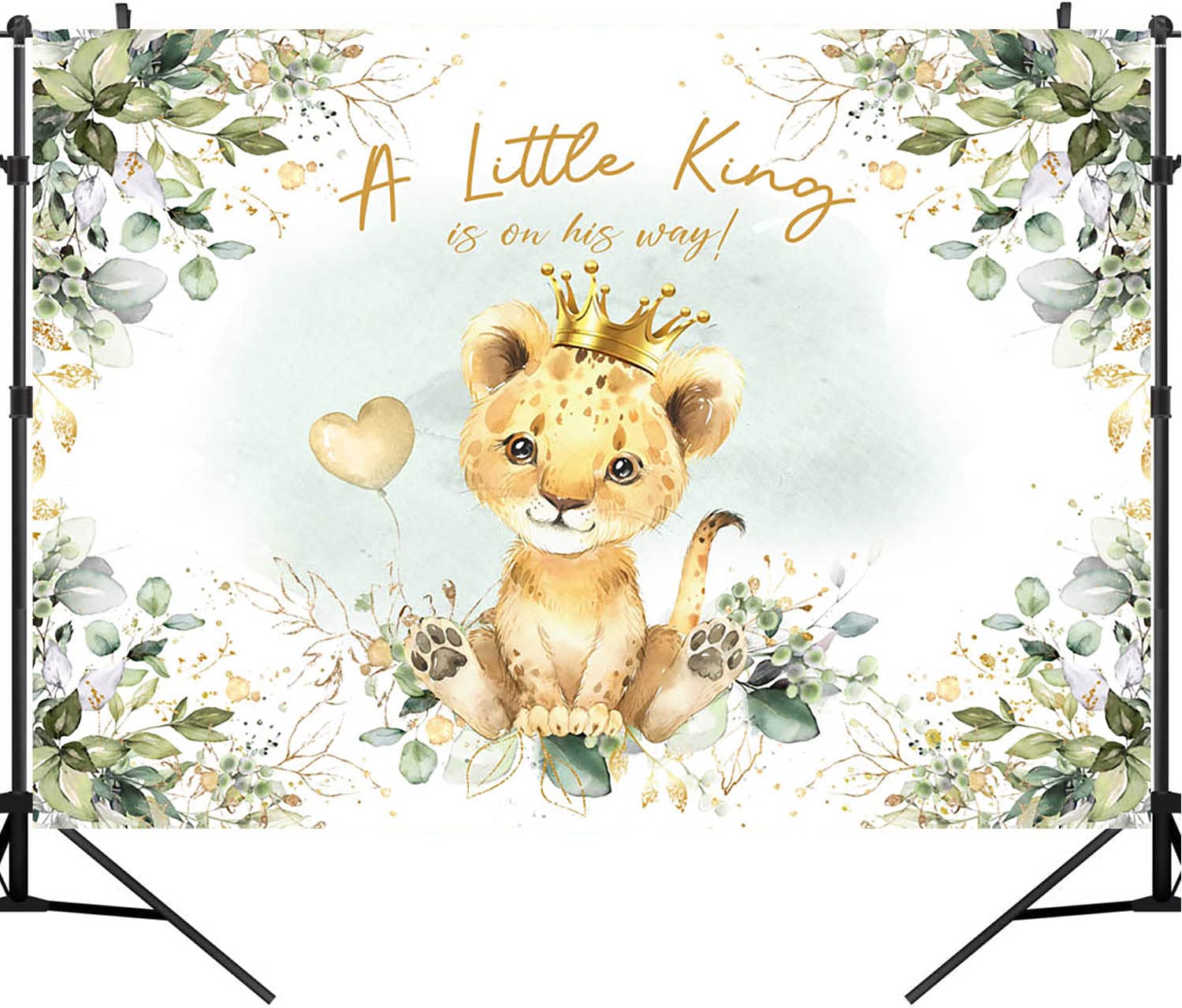 MAYSSKQ Lion Baby Shower Backdrop Safari Wild Green Leaves Baby Shower Background We are Roaring with Excitement Lion Baby Shower Backdrops Cake Table Decorations (7x5ft)