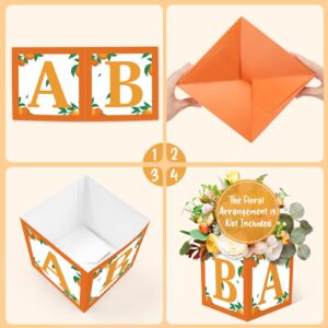 Sinasasspel Little Cutie Baby Shower Decorations Orange Party Centerpieces Boxes Clementine Baby Block with Letters Birthday Party Floral Table Display Gender Reveal Party Favors for Boys and Girls