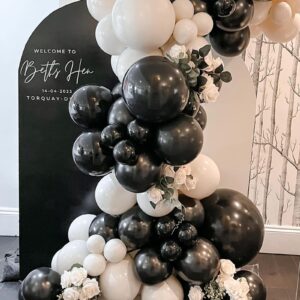 Black and White Balloons, 120pcs White Black Balloon Graland Arch Kit for Birthday Party, Graduation,Bridal Shower, Weddings Decoration