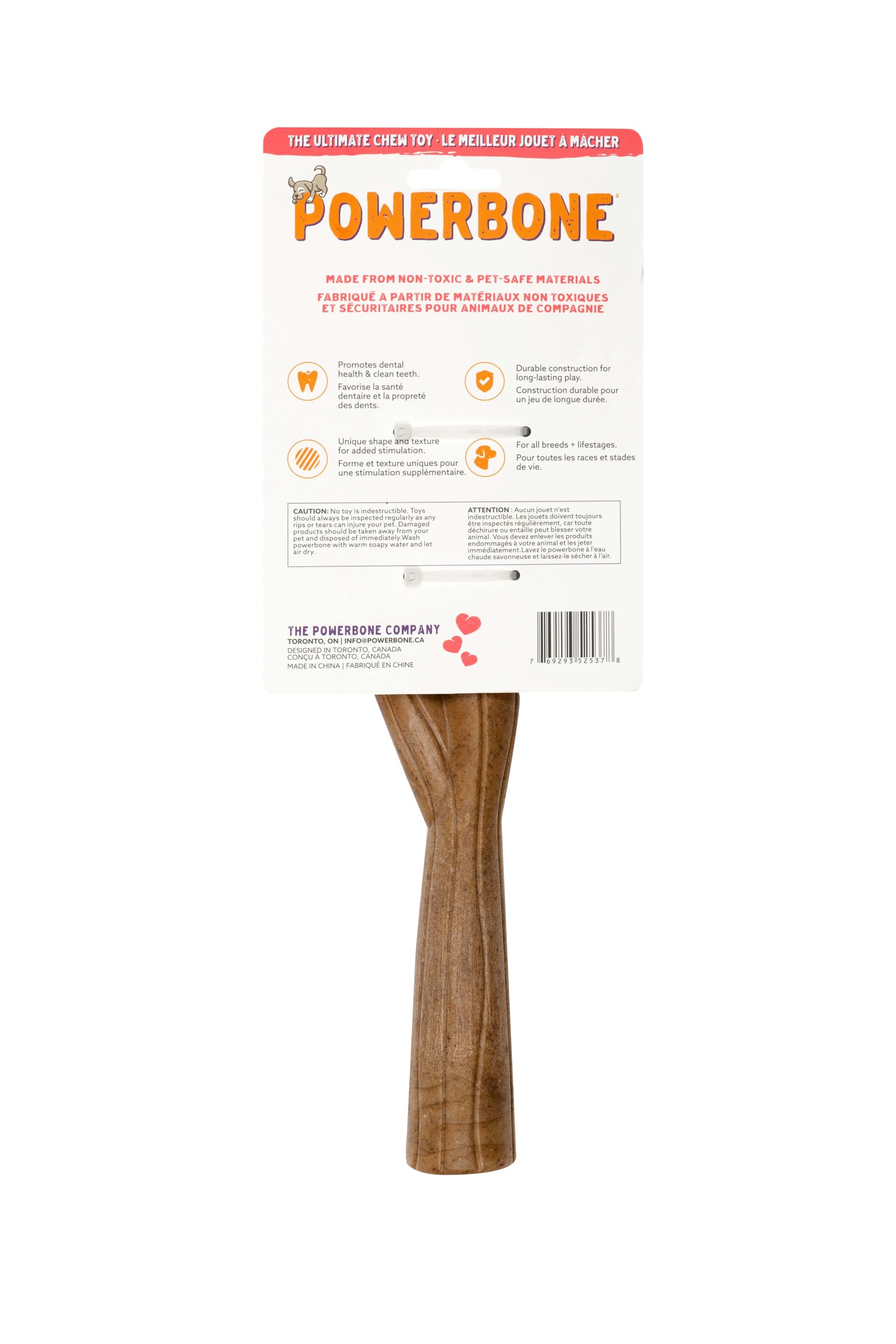 Power Bone Pet Chew Toy for Dogs - Durable, Non Toxic & Pet Safe - Best for Aggressive Chewers, Long Lasting Dental Health, Dog Teeth Cleaning, Dog Life Stages - Throw Stick 12"