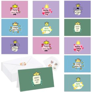 faccito 24 sets father's day card with envelopes stickers 6 x 4 inch 6 assorted happy father's day note card birthday card father greeting cards for father's day birthday gifts