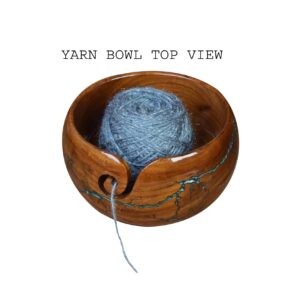 ASIF HANDICRAFTS 7x4 Inch Extra Large Handcrafted Wooden Yarn Bowl for Knitting and Crocheting: Fractal Burn Design Yarn Storage Bowl with Free Resin Crochet Hook