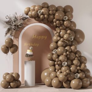 rubfac 87pcs brown balloons different sizes 18 12 10 5 inches premium boho coffee brown latex balloons for birthday party wedding baby shower anniversary garland arch party decorations