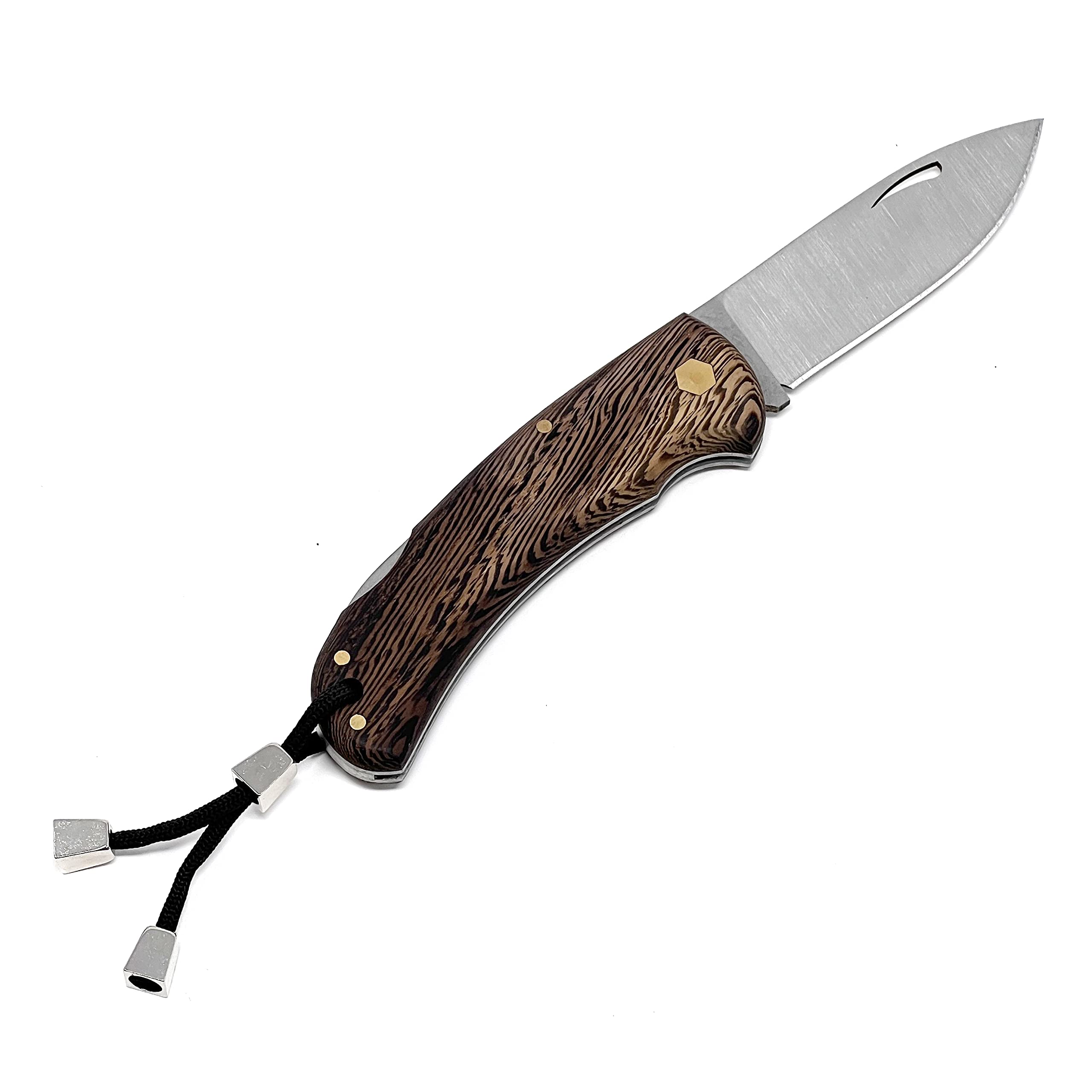 OHIY Handmade Folding Pocket Knife with 3.6" Lockback 4116 German Steel Blade and Sheath, Wenge Handle, 5" Folded