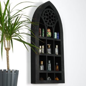 Gralara Wall Display Shelf Modern Church Window Design Stones Holder Wall Hanging Shelves for Kitchen Bathroom Office Gothic Room Decoration Bedroom