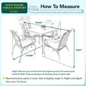 Time Forest Rectangular Patio Table Covers Waterproof for Outdoor Furniture, Outdoor Dining Table Chair Set Covers 600D Oxford Heavy Duty, Lawn Patio Furniture Covers 72"Lx44"Wx 23"H,Fog/Navy