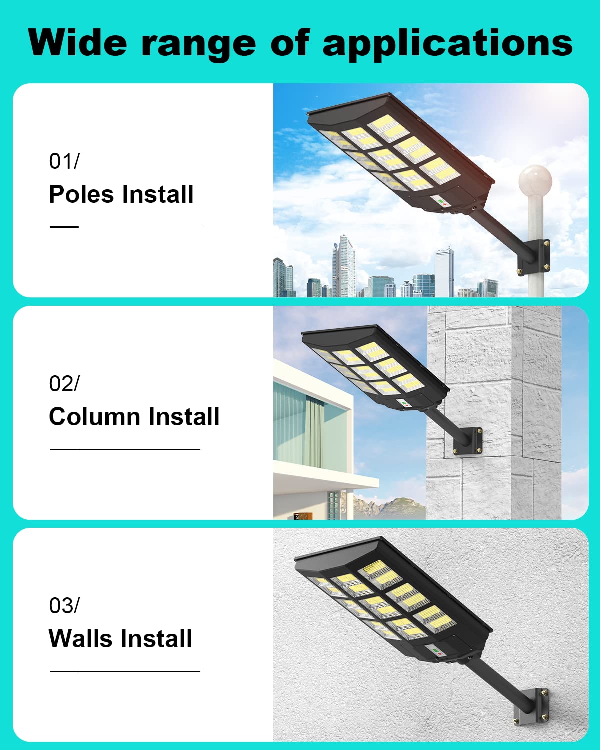 Opkiddle 900W Solar Street Light Outdoor Waterproof Dusk to Dawn, 90000 Lumens 6500K High Brightness Solar Powered Commercial Led Street Lamp, with Pole, Remote Control