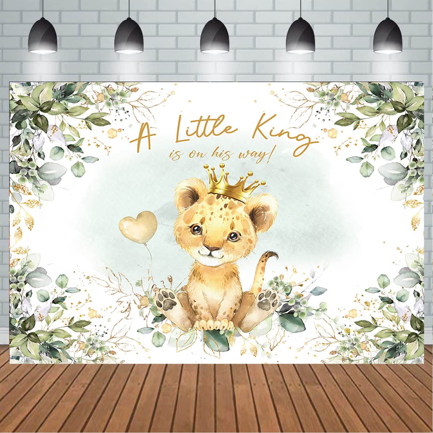 MAYSSKQ Lion Baby Shower Backdrop Safari Wild Green Leaves Baby Shower Background We are Roaring with Excitement Lion Baby Shower Backdrops Cake Table Decorations (7x5ft)