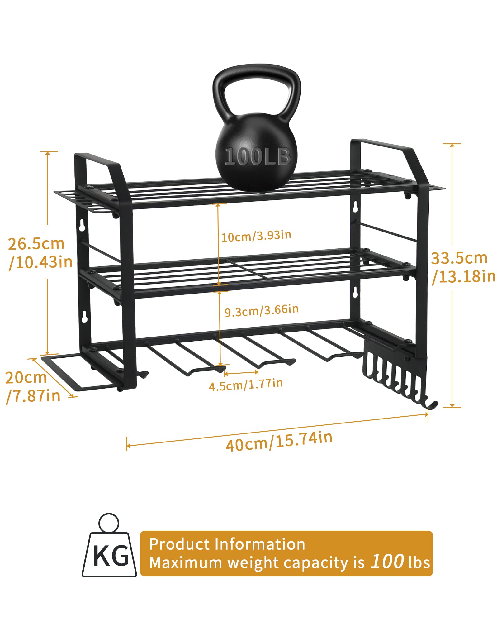 Affogato Power Tool Organizer, 3 Layers Drill Holder Wall Mount, Power Tool Organizer Wall Mount, Power Tool Holder Garage Tool Rack with 4 Side Tool Rack