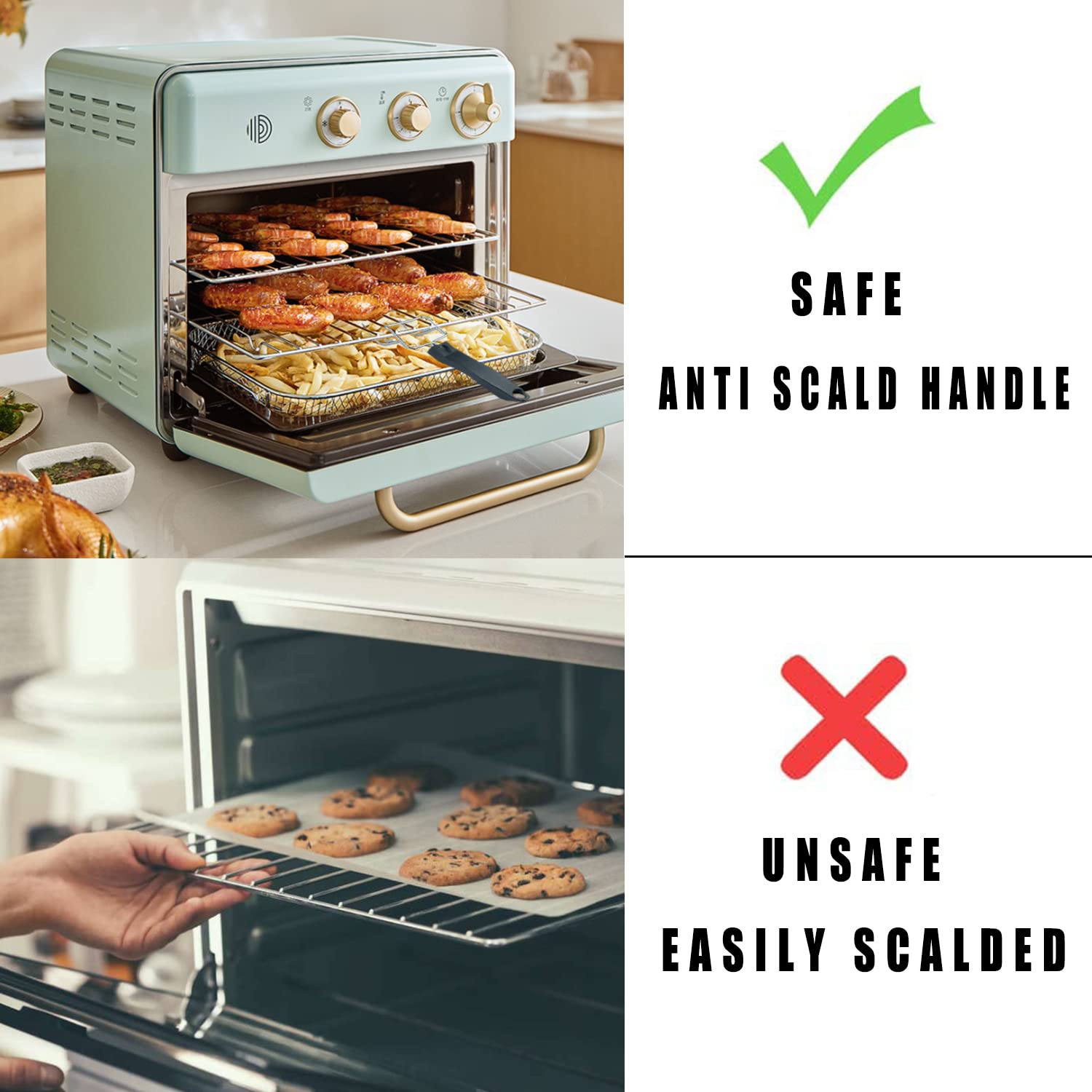 Air Fryer Convection Toaster Oven Tray Extractor, Grills Extractor, Grills Clip, Oven Clip, Oven Food Clip, Oven Tray Handle, Scald Resistant Clip, Common to Trays and Grills, Used to Quickly Remove