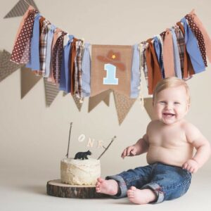 1st Birthday High Chair Banner - Cowboy Rodeo for Party Fabric Decor,Cake Smash Baby Shower,Backdrop Garland for photo props