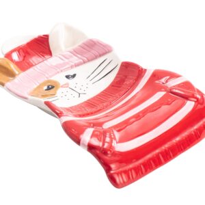 Bico Knitted Kitten Ceramic Spoon Rest, Microwave and Dishwasher Safe