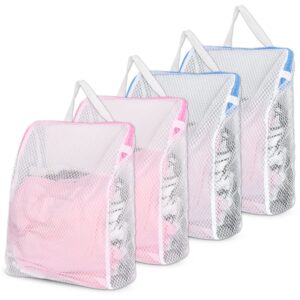 nufiwra 4pcs large mesh laundry bags with handles, 15.7 x 11.8 inch side widening zippered delicate bag for washing machine, ideal for washing socks, baby items, lingerie, travel garments