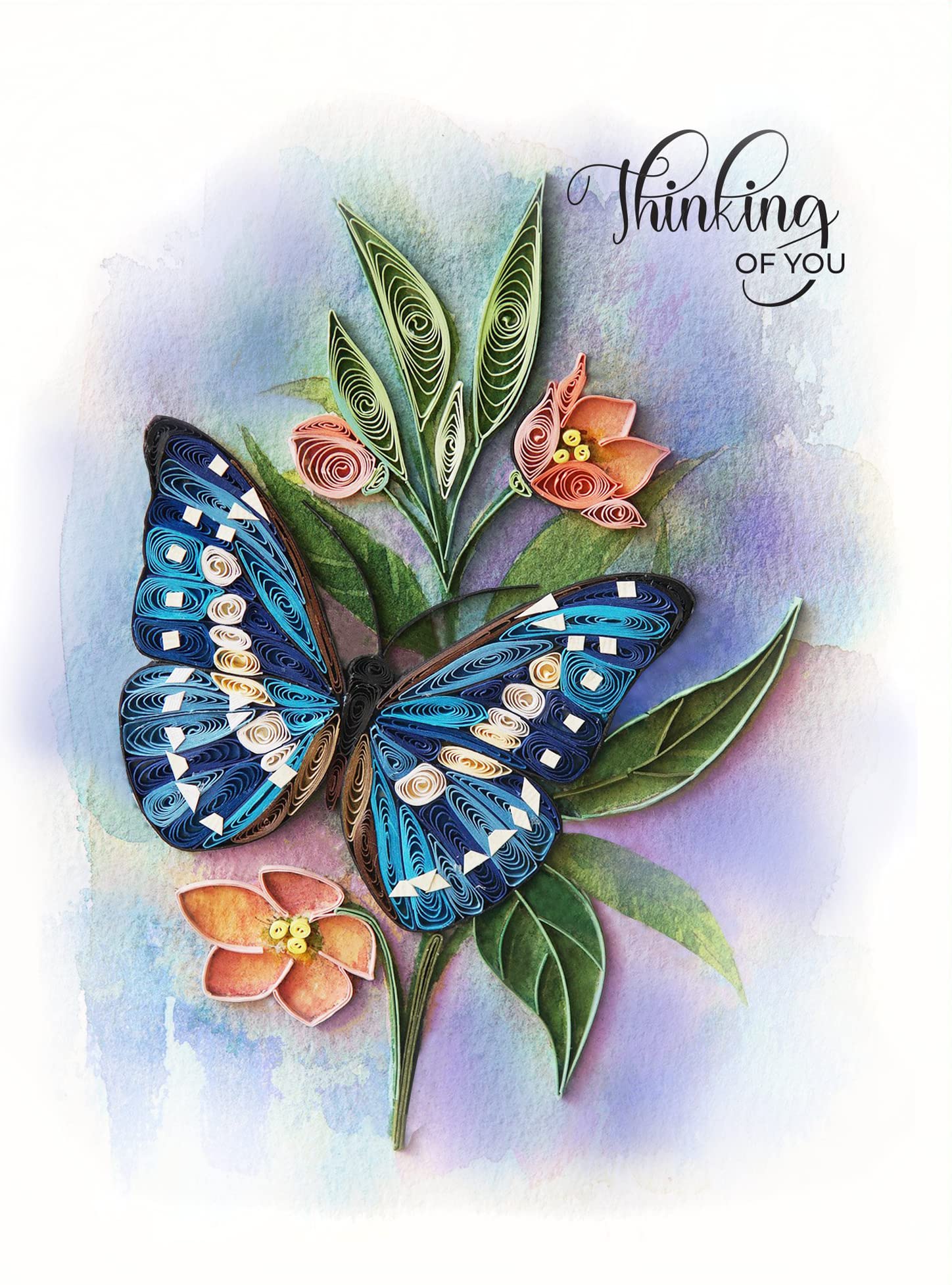 TUMYBee Thinking of You Butterfly Card, 5in x 7in, Blank Inside, Envelope Included, Perfect for Birthdays, Thank You, Anniversaries