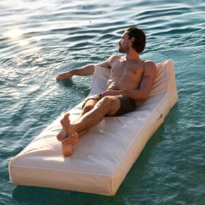 Sunnylife Luxe Lie On Lounger - Comfortable, Durable and Versatile with Removable Cotton Coated Cover and Easy to inflate Insert, 220 lbs Capacity