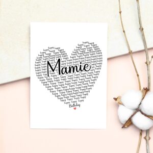 GavinsDesigns Happy Birthday Mamie Card - Cute Happy Birthday - Birthday Greeting Card - Sweet Birthday Card For Mamie - Anniversary-Thank You Card - Heart Happy Birthday Mom - I Love You Mamie Card