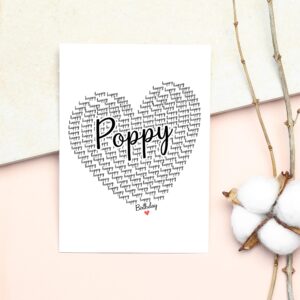 GavinsDesigns Happy Birthday Poppy Card - Cute Happy Birthday - Birthday Greeting Card - Sweet Birthday Card For Poppy - Anniversary-Thank You Card - Heart Happy Birthday Mom - I Love You Poppy Card