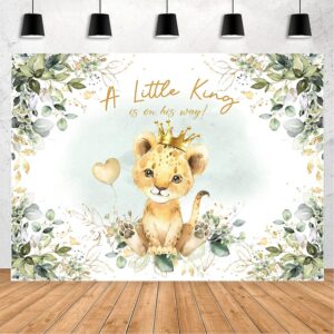 maysskq lion baby shower backdrop safari wild green leaves baby shower background we are roaring with excitement lion baby shower backdrops cake table decorations (7x5ft)