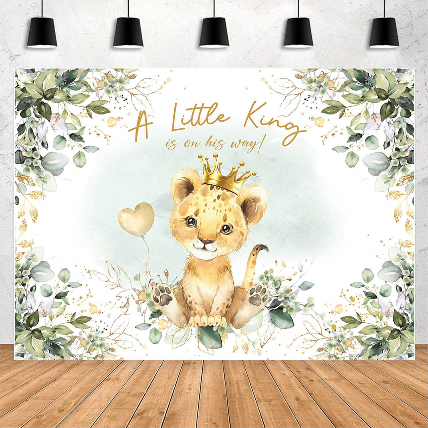 MAYSSKQ Lion Baby Shower Backdrop Safari Wild Green Leaves Baby Shower Background We are Roaring with Excitement Lion Baby Shower Backdrops Cake Table Decorations (7x5ft)