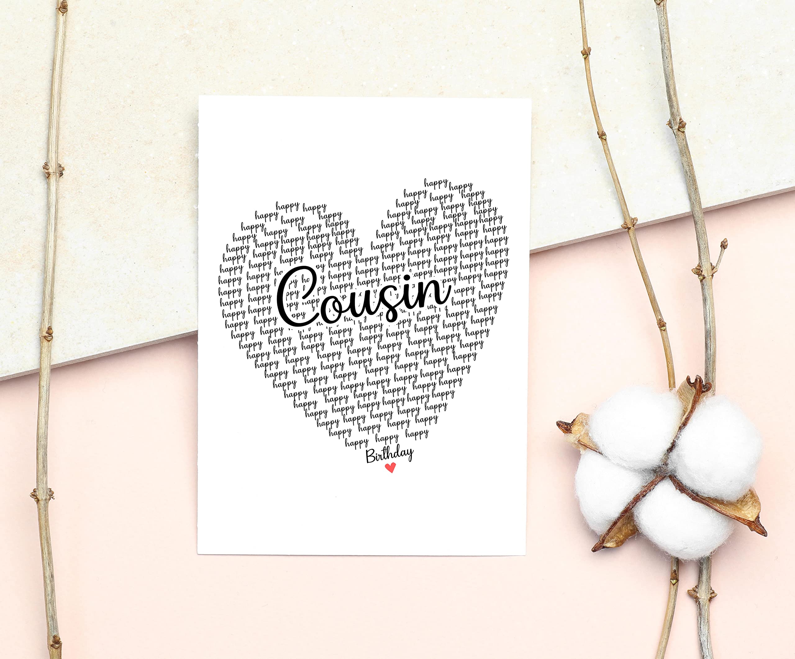 Happy Birthday Cousin Card - Cute Happy Birthday - Birthday Greeting Card - Sweet Birthday Card For Cousin - Anniversary-Thank You Card - Heart Happy Birthday Mom - I Love You Cousin Card