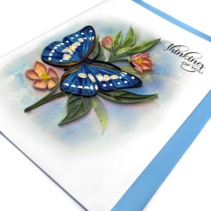 TUMYBee Thinking of You Butterfly Card, 5in x 7in, Blank Inside, Envelope Included, Perfect for Birthdays, Thank You, Anniversaries