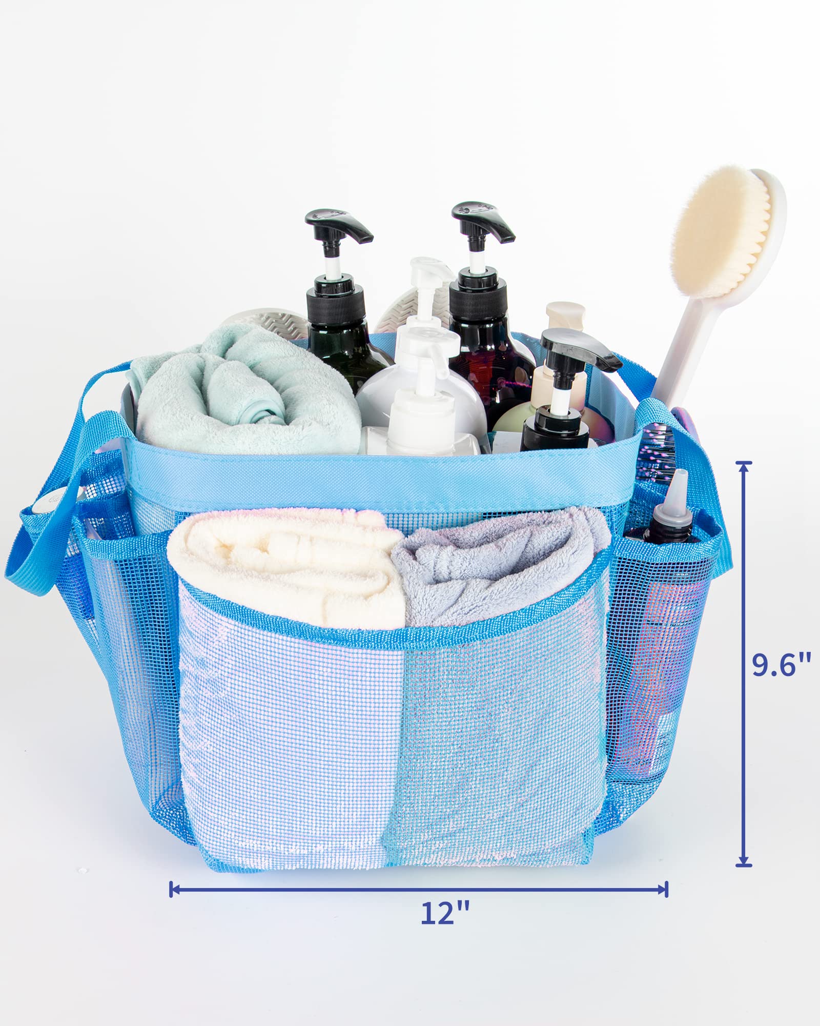 galasily Blue Shower Caddy Portable for College Dorm Room Essentials, Dorm Mesh Shower Bag Organizer with 9-Pocket for Girls, Beach, Swimming, Gym, RV Travel essentials……