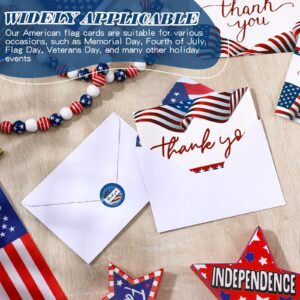 Harloon 600 Pcs Patriotic Thank You Cards with Envelopes 200 American Flag Notecards 200 Envelopes 200 Stickers for Military Veterans Memorial Day Party Favor 4 x 6 Inch