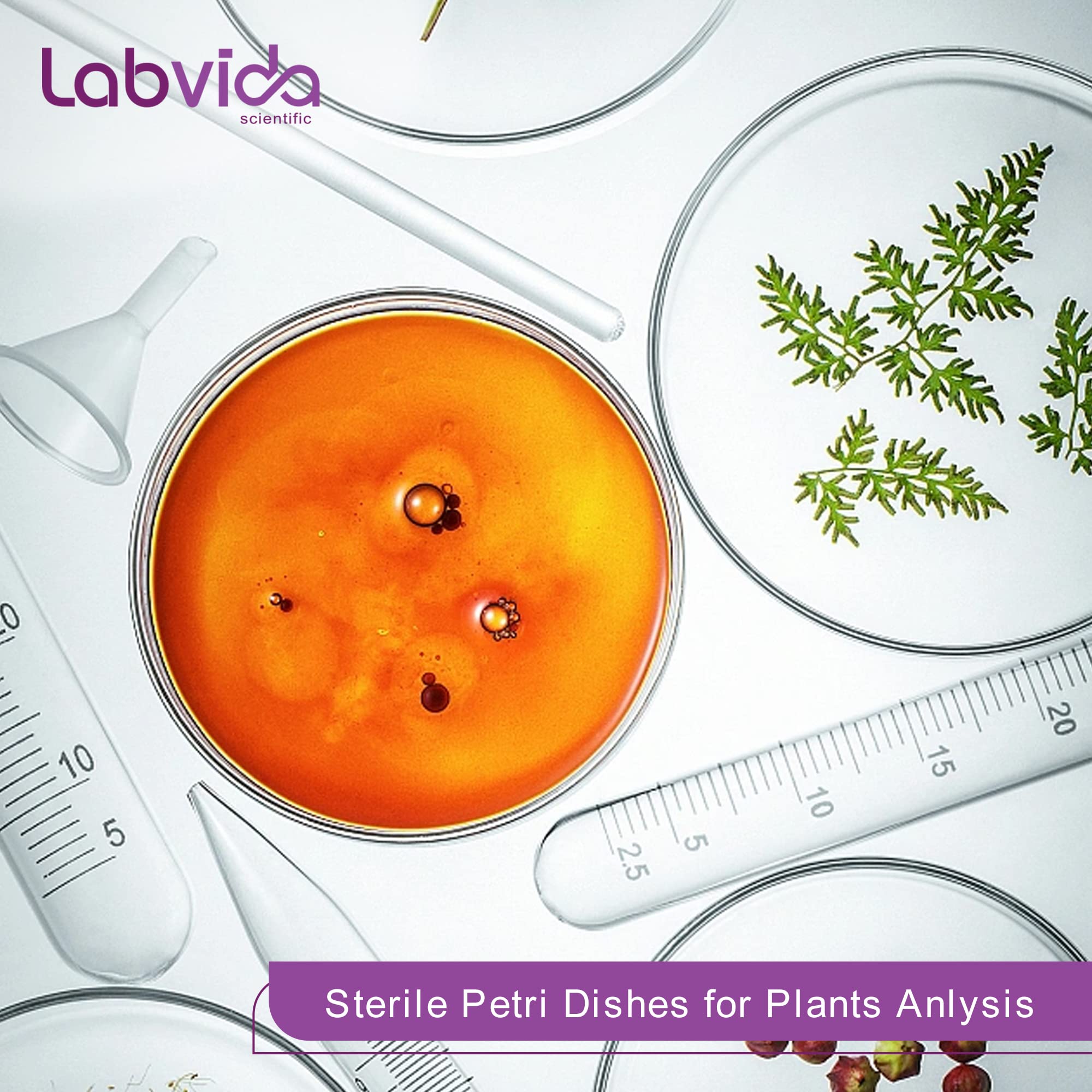 Labvida 20-Pack Sterile Petri Dishes with Lids - 90mm Diameter, 15mm Depth - 3 Air Vents - Ideal for Mycology, Bacteria Cultivation, Lab Testing, and Science Projects, LVAE001