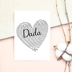 GavinsDesigns Happy Birthday Dada Card - Cute Happy Birthday - Birthday Greeting Card - Sweet Birthday Card For Dada - Anniversary-Thank You Card - Heart Happy Birthday Mom - I Love You Dada Card