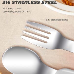 4 pcs Toddler Utensils, Stainless Steel Toddler Silverware Set with Round Handle, Baby Forks for Self Feeding, 2 Toddler Forks and 2 Toddler Spoons, BPA Free