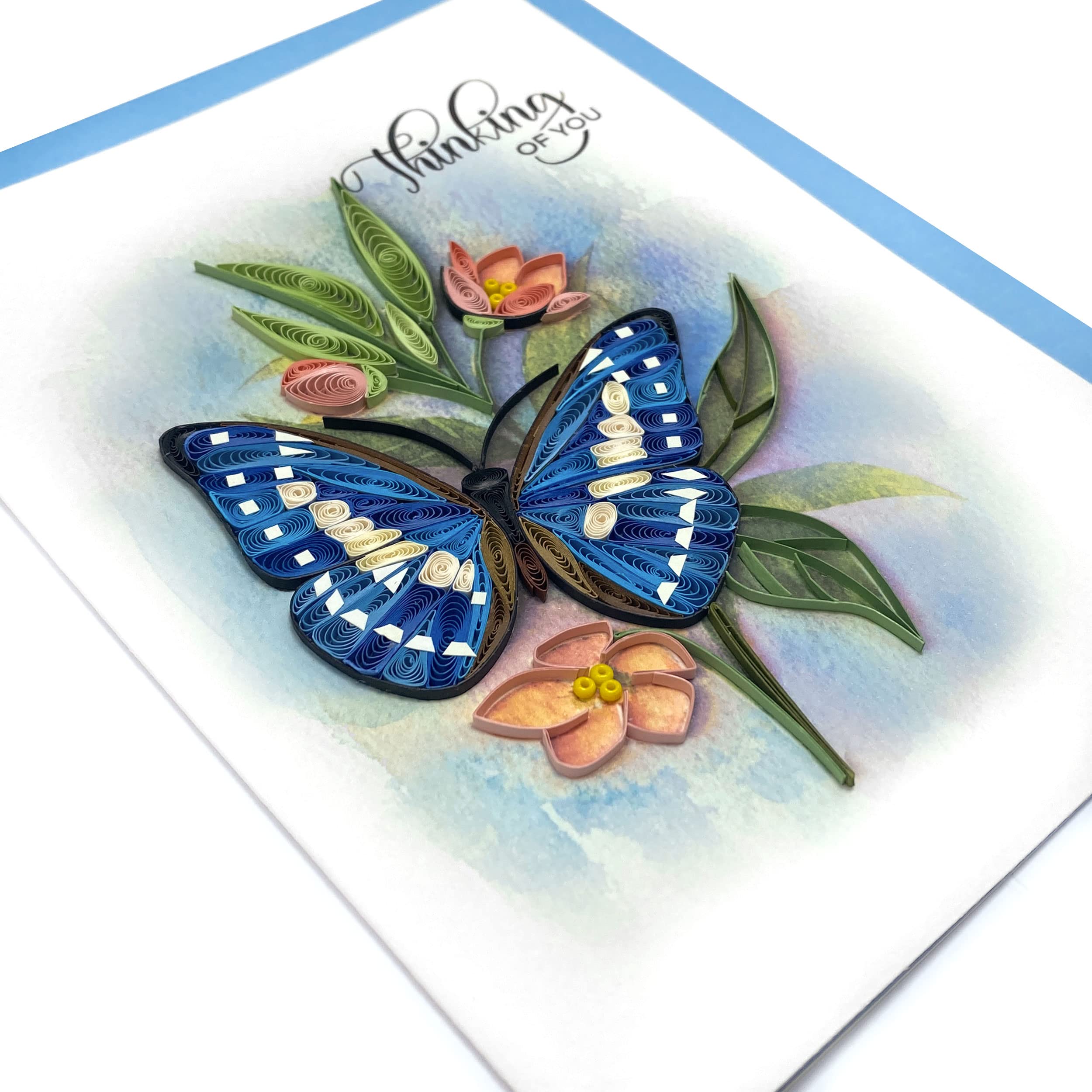 TUMYBee Thinking of You Butterfly Card, 5in x 7in, Blank Inside, Envelope Included, Perfect for Birthdays, Thank You, Anniversaries