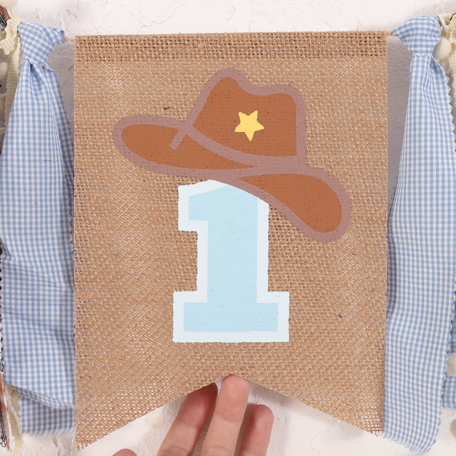 1st Birthday High Chair Banner - Cowboy Rodeo for Party Fabric Decor,Cake Smash Baby Shower,Backdrop Garland for photo props