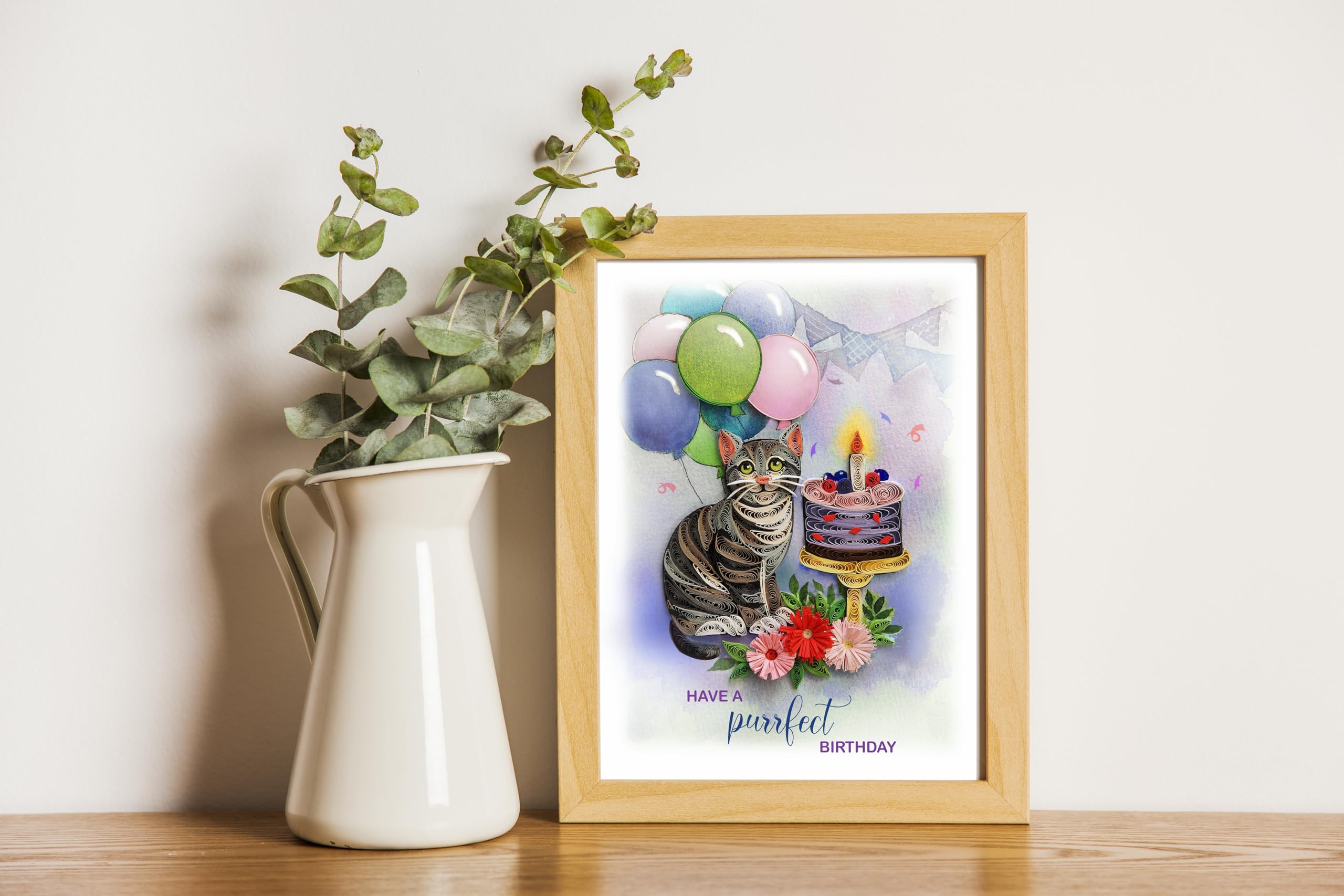 TUMYBee - Have a Purrfect Birthday Cat Card, 5in x 7in, Blank Inside, Envelope Included