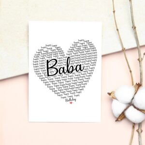 GavinsDesigns Happy Birthday Baba Card - Cute Happy Birthday - Birthday Greeting Card - Sweet Birthday Card For Baba - Anniversary-Thank You Card - Heart Happy Birthday Mom - I Love You Baba Card