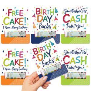 big dot of happiness cheerful happy birthday - diy assorted colorful birthday party cash holder gift - funny money cards - set of 6