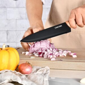 Cohesion 5 PCS Kitchen Knife Set with Magnetic Knife Strip for Wall, Ultra Sharp Kitchen Knives Set with Sheathes and Gift Box for Multipurpose Cooking with Ergonomic Handle