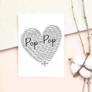 Happy Birthday Pop-Pop Card - Cute Happy Birthday - Birthday Greeting Card - Sweet Birthday Card For Pop-Pop - Anniversary-Thank You Card - Heart Happy Birthday Mom - I Love You Pop-Pop Card