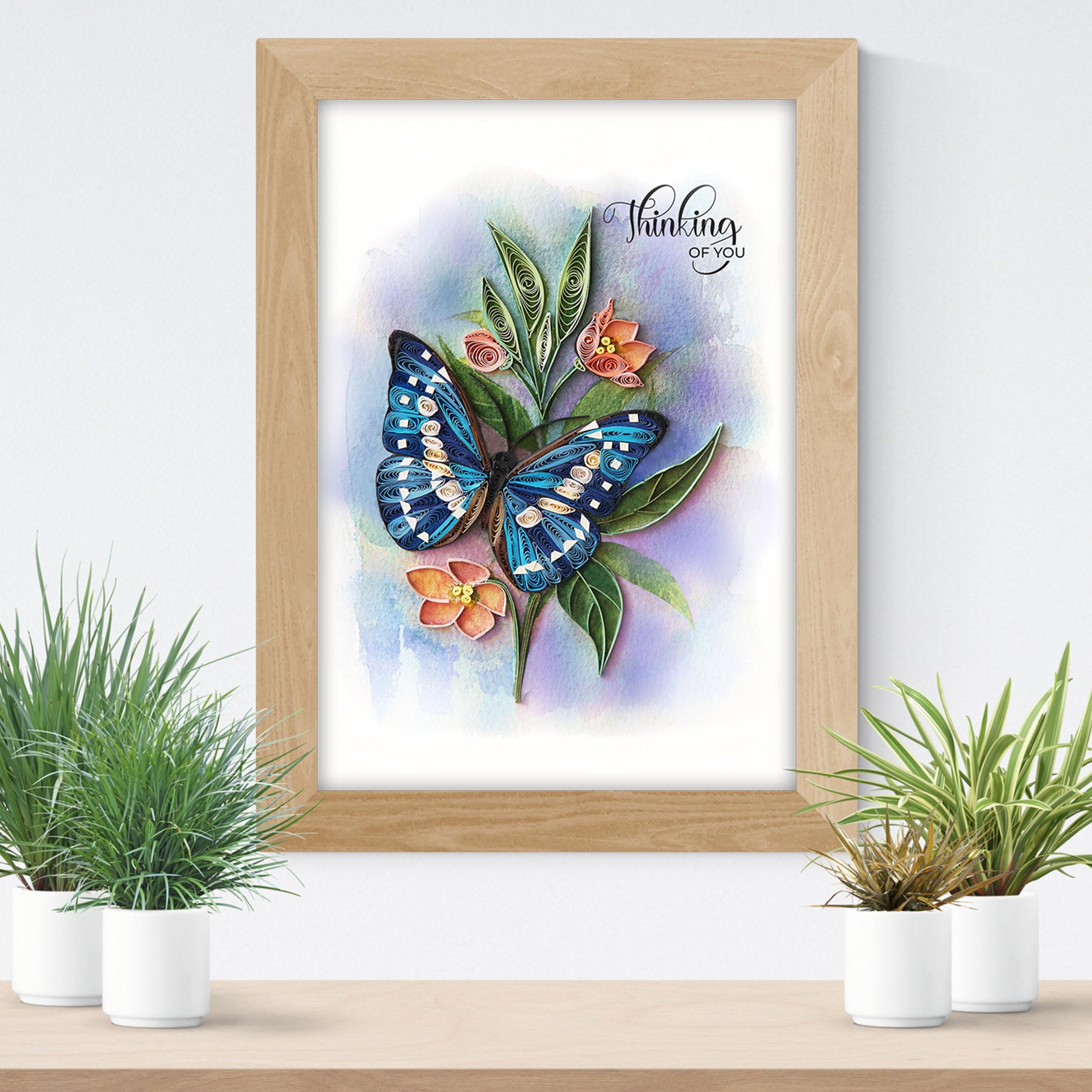 TUMYBee Thinking of You Butterfly Card, 5in x 7in, Blank Inside, Envelope Included, Perfect for Birthdays, Thank You, Anniversaries