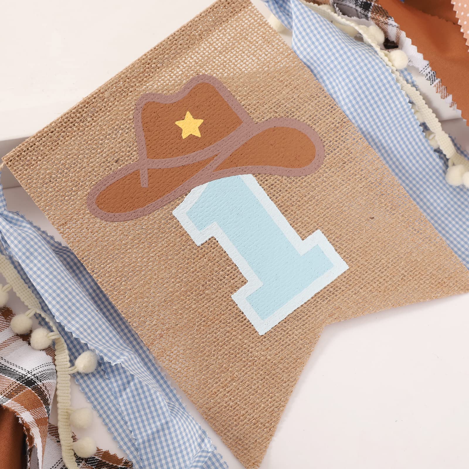 1st Birthday High Chair Banner - Cowboy Rodeo for Party Fabric Decor,Cake Smash Baby Shower,Backdrop Garland for photo props