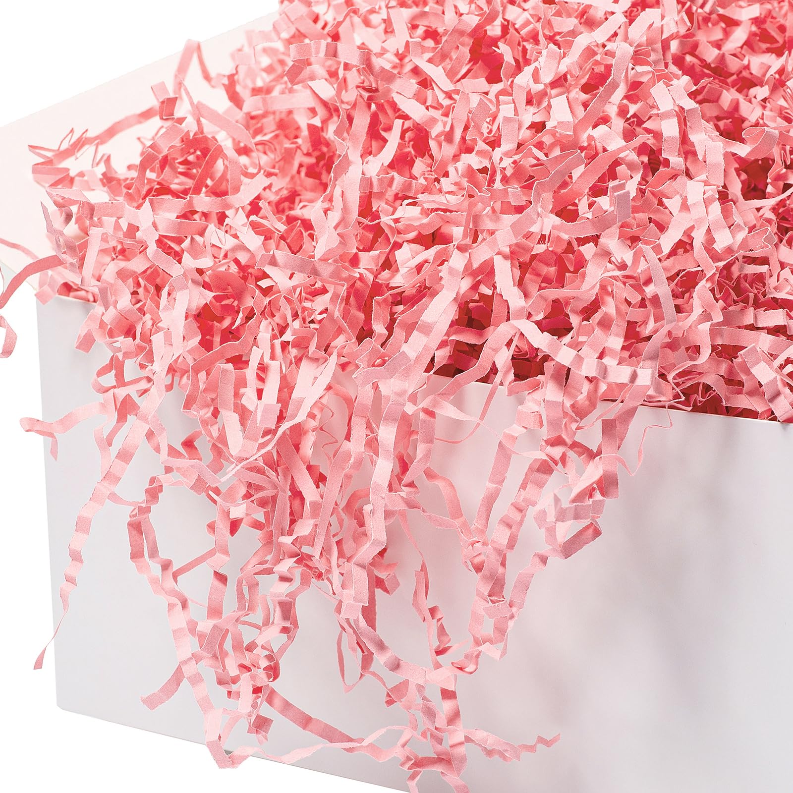 Mcfleet 2 LB Crinkle Cut Paper Shred Filler Light Pink Crinkle Paper Shredded Paper for Gift Box - Gift Basket Filler - Gift Box Stuffing for Valentine's Day Holiday Packaging Wrapping