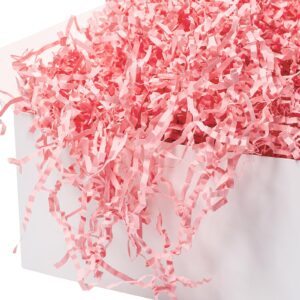 Mcfleet 1 LB Crinkle Cut Paper Shred Filler Light Pink Crinkle Paper Shredded Paper for Gift Box - Gift Basket Filler - Gift Box Stuffing for Valentine's Day Holiday Packaging Wrapping