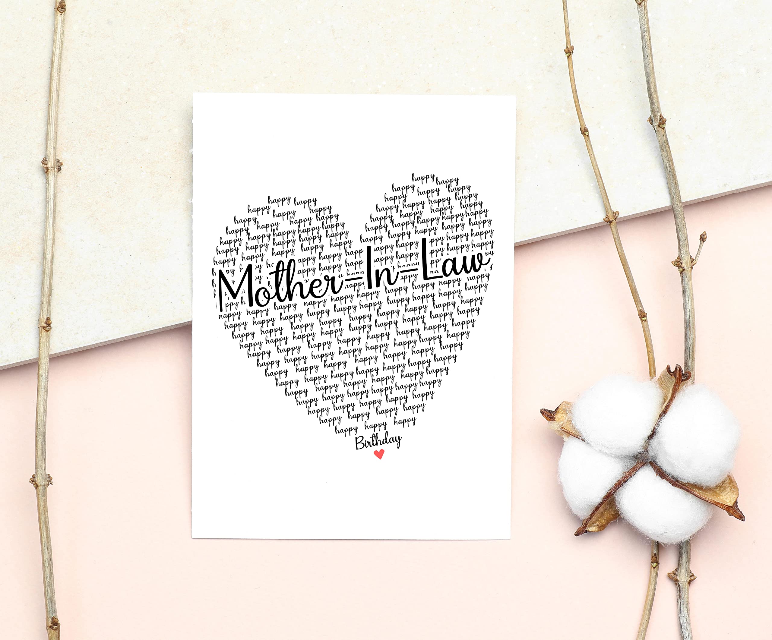 Happy Birthday Mother-In-Law Card - Cute Happy Birthday - Birthday Greeting Card - Birthday Card For Mother-In-Law - Thank You Card - Heart Happy Birthday Mom - I Love You Mother-In-Law Card