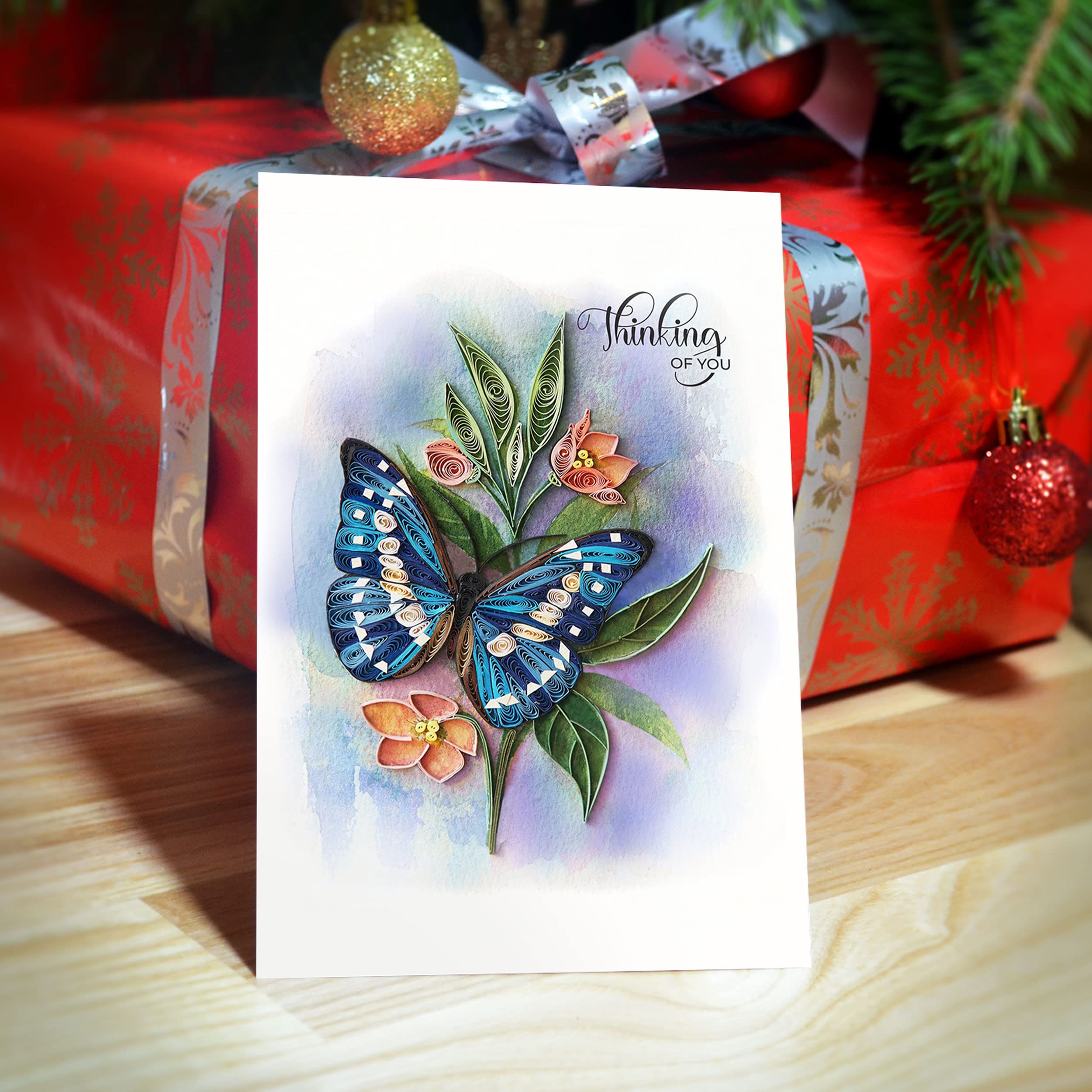 TUMYBee Thinking of You Butterfly Card, 5in x 7in, Blank Inside, Envelope Included, Perfect for Birthdays, Thank You, Anniversaries