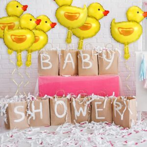 Meooeck 30 Pcs Duck Balloon Mini Duck Shape Foil Balloon Duck Birthday Decorations, Farm Animal Head Foil Balloon with 4 Rolls Gold Ribbons for Kids Birthday Baby Shower Party Decoration