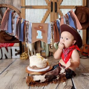 1st Birthday High Chair Banner - Cowboy Rodeo for Party Fabric Decor,Cake Smash Baby Shower,Backdrop Garland for photo props