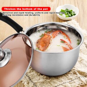 MOUMOUTEN Soup Pot, 18cm Thickened 304 Stainless Steel Single Handle Food Supplement Saucepan Cooking Supplies for Cooking Soups, Sauces