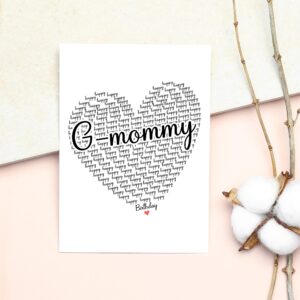 Happy Birthday G-Mommy Card - Cute Happy Birthday - Birthday Greeting Card - Sweet Birthday Card For G-Mommy - Anniversary-Thank You Card - Heart Happy Birthday Mom - I Love You G-Mommy Card