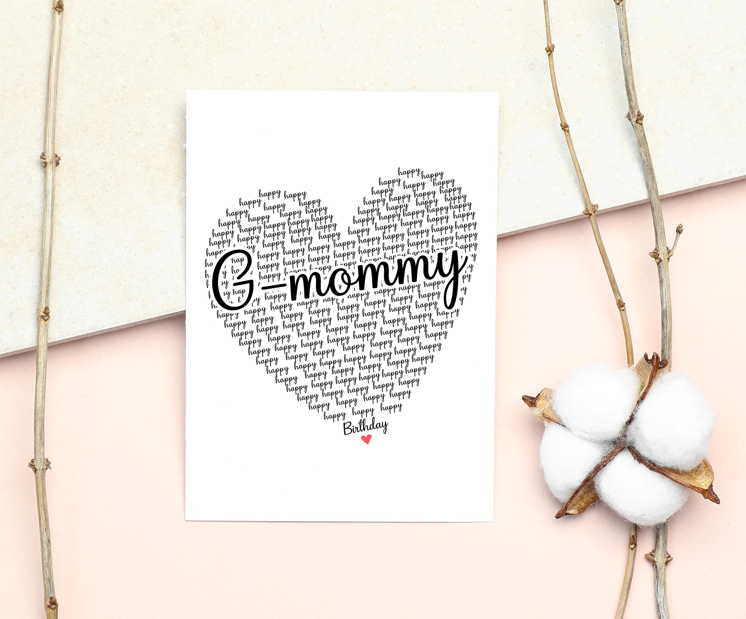 Happy Birthday G-Mommy Card - Cute Happy Birthday - Birthday Greeting Card - Sweet Birthday Card For G-Mommy - Anniversary-Thank You Card - Heart Happy Birthday Mom - I Love You G-Mommy Card