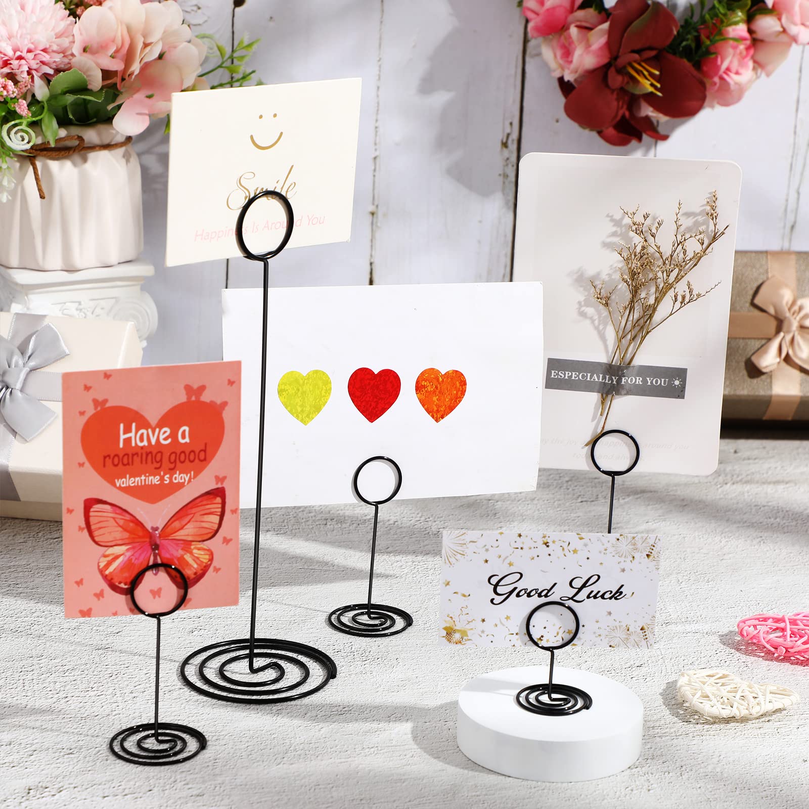 Teling 36 Pieces Table Number Holders 3 Size Place Card Holder Name Numbers Menu Memo Note Card Picture Photo Holder Clip Stand Table Sign Holders for Wedding Anniversary Party Display (Black)